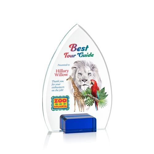 Awards and Plaques - Crystal Trophies - Porter Full Color Blue Crystal Trophy