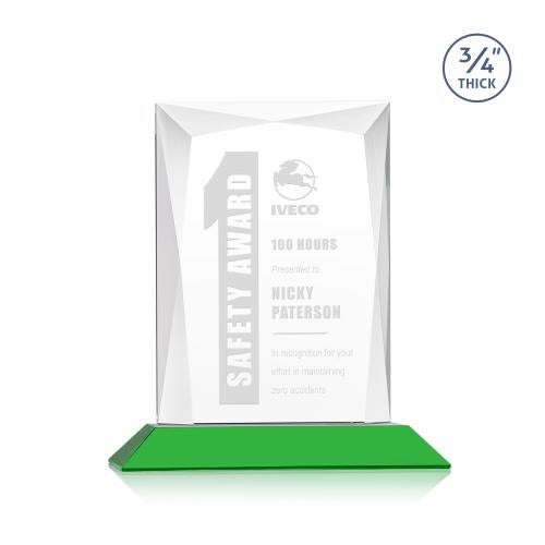 Awards and Plaques - Crystal Trophies - Cassidy Green Rectangle Crystal Trophy