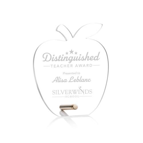 Awards and Plaques - Acrylic Trophies - Jewell Apple Gold Apples Acrylic Trophy