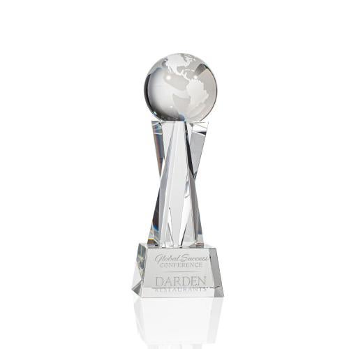 Awards and Plaques - Crystal Trophies - Branch Optical Globe Crystal Trophy