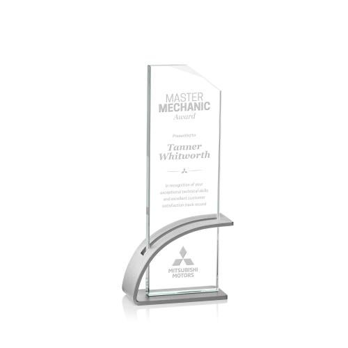 Awards and Plaques - Crystal Trophies - Alvarado Silver Rectangle Crystal Trophy