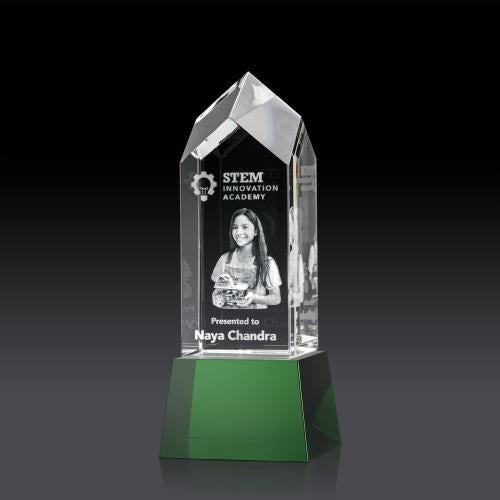 Awards and Plaques - Crystal Trophies - Escobar on Base 3D - Green