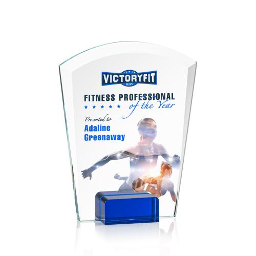 Awards and Plaques - Crystal Trophies - Byrne Full Color Blue Peaks Crystal Trophy