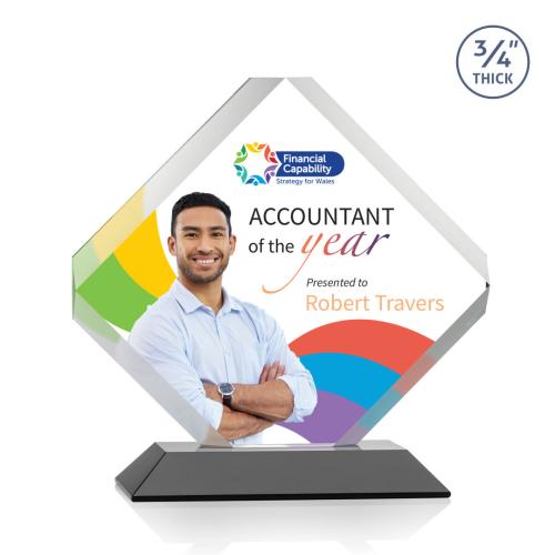 Awards and Plaques - Crystal Trophies - Jacobsen Full Color Black Crystal Trophy