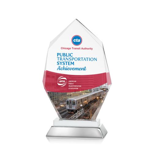 Awards and Plaques - Crystal Trophies - Padgett Full Color Fagan Polygon Crystal Trophy