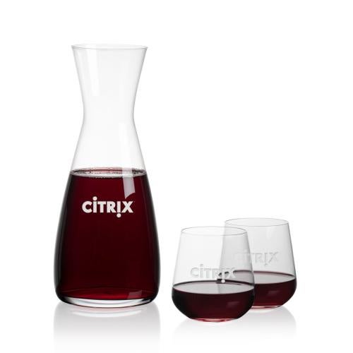 Custom Barware Glasses - Carafes - Cabral Carafe & Cooley Stemless Wine