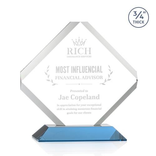 Awards and Plaques - Crystal Trophies - Jacobsen Sky Blue Crystal Trophy