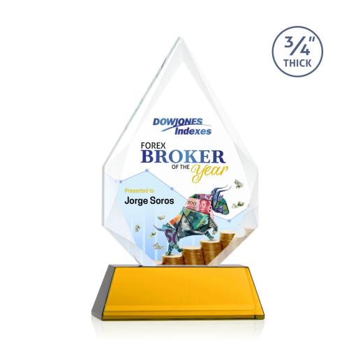 Awards and Plaques - Crystal Trophies - Archer Full Color on Helton Amber Peaks Crystal Trophy