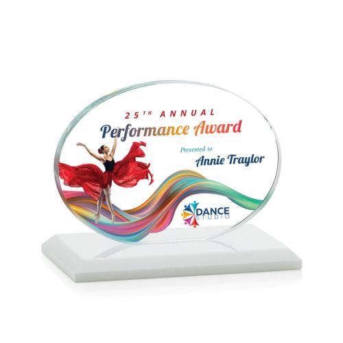 Awards and Plaques - Crystal Trophies - Woods (Horiz) Full Color Fagan Circle Crystal Trophy