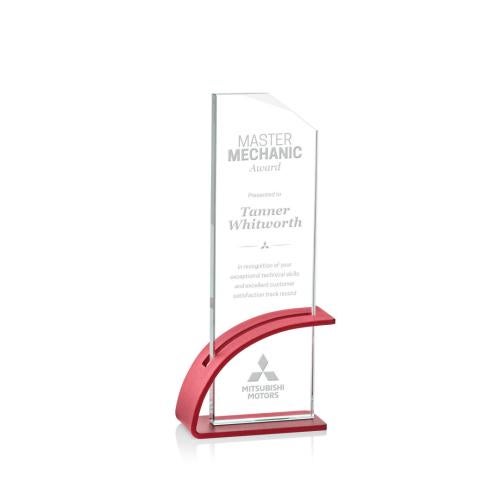 Awards and Plaques - Crystal Trophies - Alvarado Red Rectangle Crystal Trophy