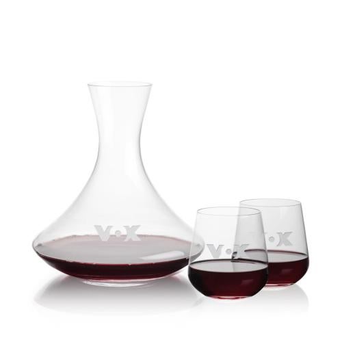 Custom Barware Glasses - Carafes - Crump Carafe & Cooley Stemless Wine