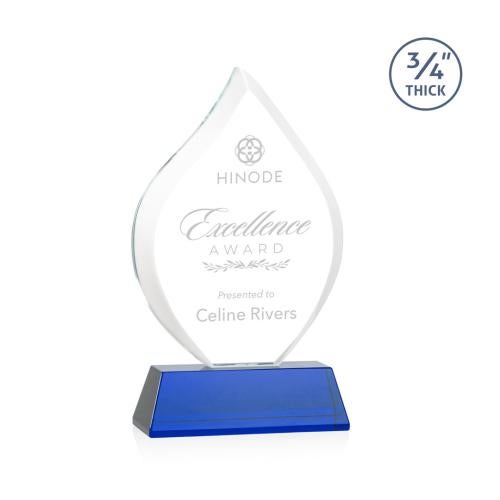 Awards and Plaques - Crystal Trophies - Cavazos on Helton Base Blue Flame Crystal Trophy