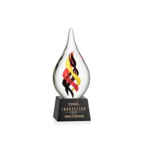 Awards and Plaques - Glass Trophies - Art Glass Trophies - McCauley on Small Crystal Base - Black