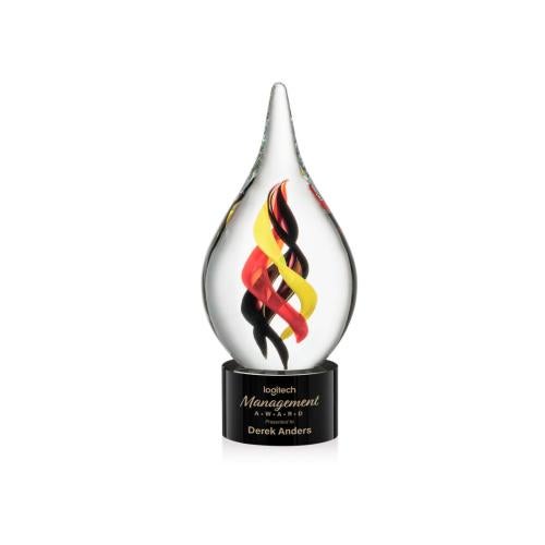 Awards and Plaques - Glass Trophies - Art Glass Trophies - McCauley on Round Base - Black