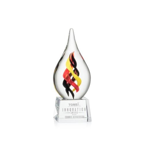Awards and Plaques - Glass Trophies - Art Glass Trophies - McCauley on Small Crystal Base - Clear