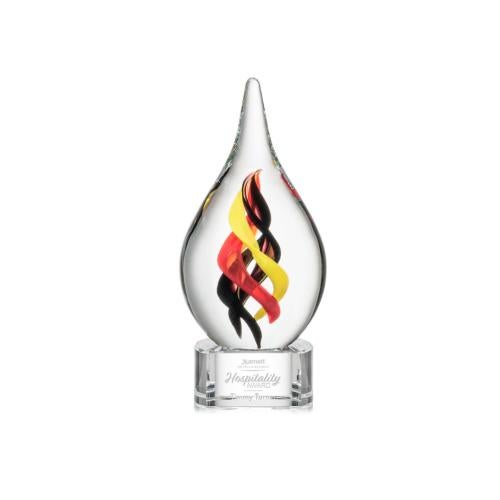 Awards and Plaques - Glass Trophies - Art Glass Trophies - McCauley on Half Round Base - Clear