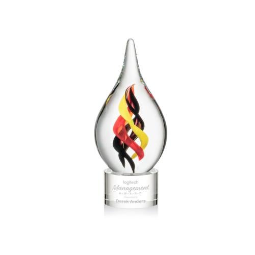 Awards and Plaques - Glass Trophies - Art Glass Trophies - McCauley on Round Base - Clear