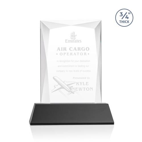 Awards and Plaques - Crystal Trophies - Cassidy on Helton Base Black Rectangle Crystal Trophy