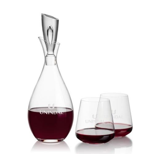 Custom Barware Glasses - Carafes - Pickett Decanter & Norris Stemless Wine