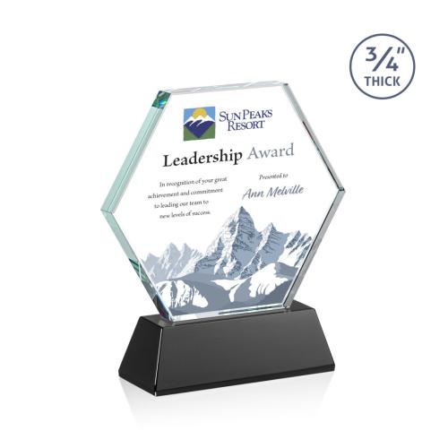 Awards and Plaques - Crystal Trophies - Pagan on Helton Full Color Black Polygon Crystal Trophy