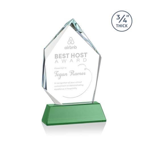 Awards and Plaques - Crystal Trophies - Boone Ice Peak on Helton Green Crystal Trophy