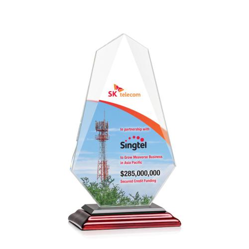 Awards and Plaques - Crystal Trophies - Byers Full Color Rosewood Unique Crystal Trophy