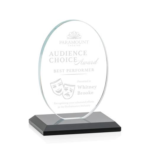 Awards and Plaques - Crystal Trophies - Woods (Vert) Black Circle Crystal Trophy