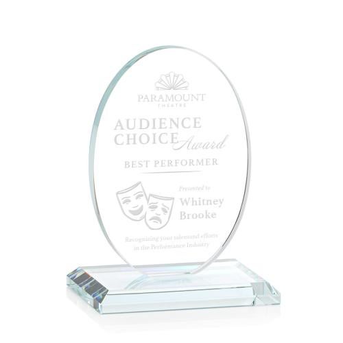 Awards and Plaques - Crystal Trophies - Woods (Vert) Clear Circle Crystal Trophy