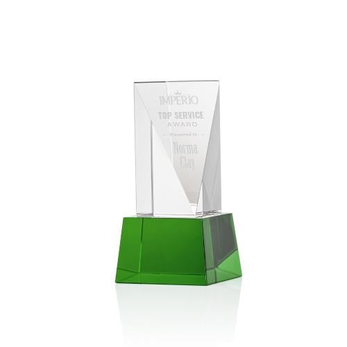 Awards and Plaques - Crystal Trophies - Montes on Base Green Towers Crystal Trophy