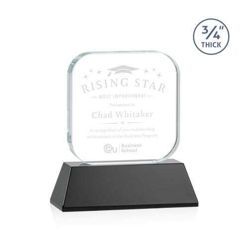 Awards and Plaques - Crystal Trophies - App on Helton Black Square / Cube Crystal Trophy