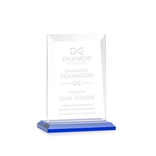 Awards and Plaques - Crystal Trophies - Prieto Blue Rectangle Crystal Trophy