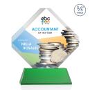 Jacobsen on Helton Full Color Green Crystal Trophy