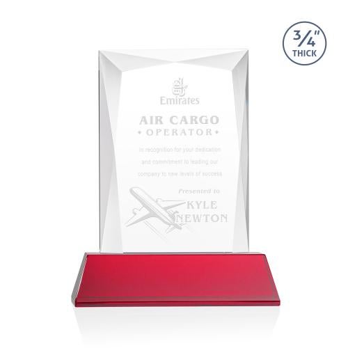 Awards and Plaques - Crystal Trophies - Cassidy on Helton Base Red Rectangle Crystal Trophy