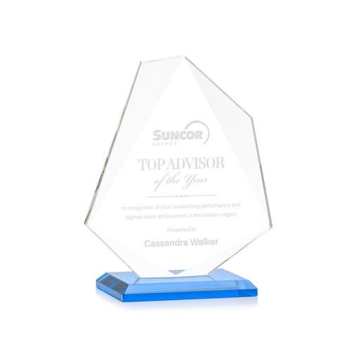Awards and Plaques - Crystal Trophies - McGhee Sky Blue Unique Crystal Trophy