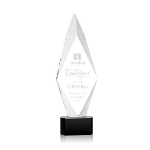 Awards and Plaques - Crystal Trophies - Kendrick on Half Round Base Black Crystal Trophy