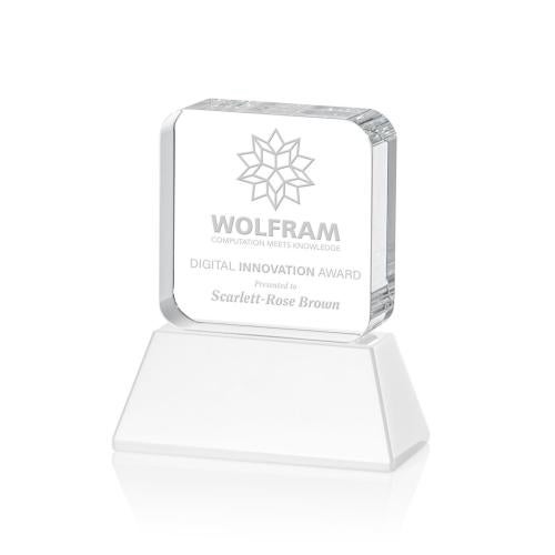 Awards and Plaques - Crystal Trophies - Walls on Base Fagan Square / Cube Crystal Trophy