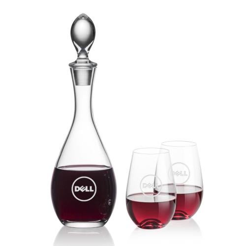 Custom Barware Glasses - Carafes - Hastings Decanter & Lambert Stemless Wine