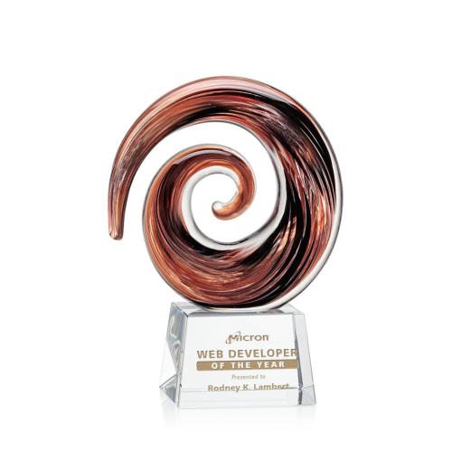 Awards and Plaques - Glass Trophies - Art Glass Trophies - Moran on Small Crystal Clear Circle Glass Trophy