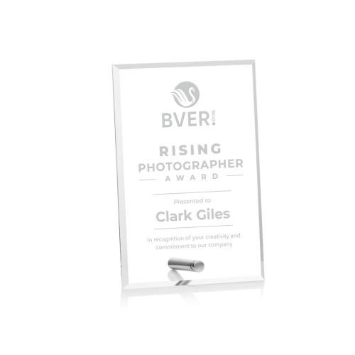 Awards and Plaques - Acrylic Trophies - Jewell (V) Silver Rectangle Acrylic Trophy