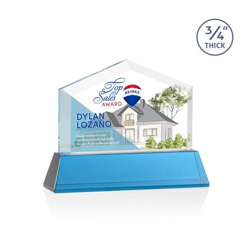 Awards and Plaques - Crystal Trophies - Realtor Full Color on Helton Sky Blue Peaks Crystal Trophy