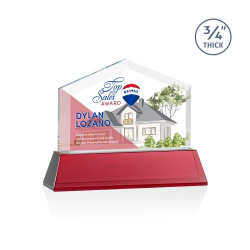 Awards and Plaques - Crystal Trophies - Realtor Full Color on Helton Red Peaks Crystal Trophy