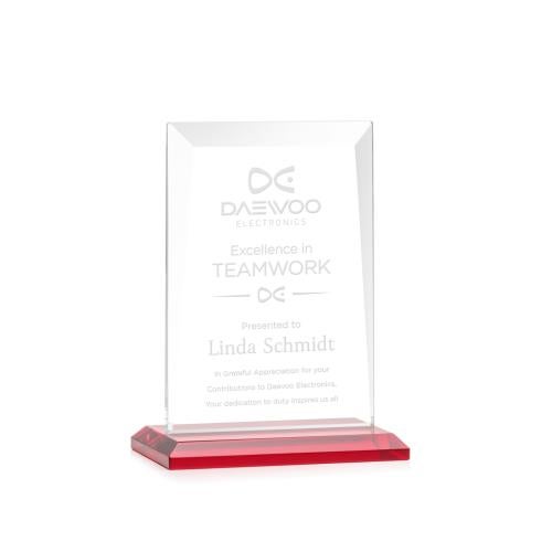 Awards and Plaques - Crystal Trophies - Prieto Red Rectangle Crystal Trophy