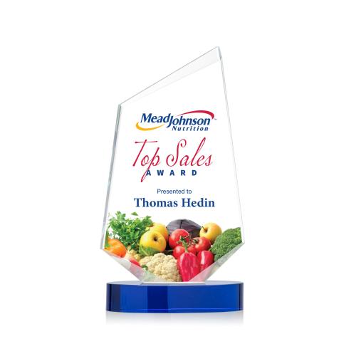 Awards and Plaques - Crystal Trophies - Hidalgo Full Color Blue Peaks Crystal Trophy