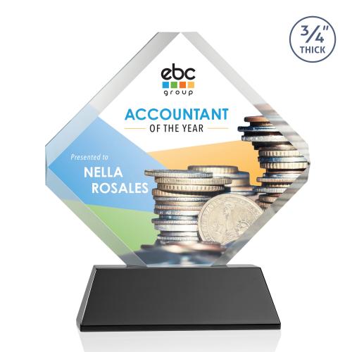 Awards and Plaques - Crystal Trophies - Jacobsen on Helton Full Color Black Crystal Trophy