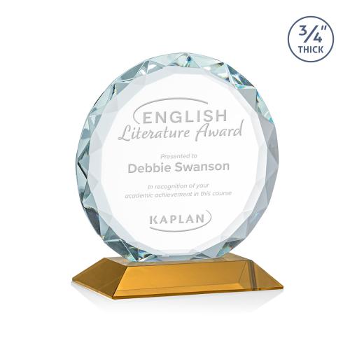 Awards and Plaques - Crystal Trophies - Clarke Amber Circle Crystal Trophy