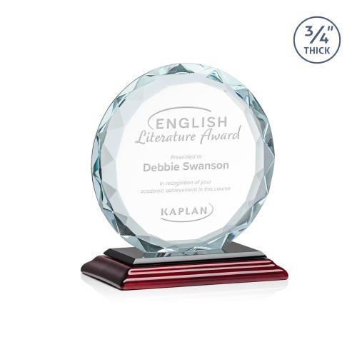 Awards and Plaques - Crystal Trophies - Clarke Rosewood Circle Crystal Trophy
