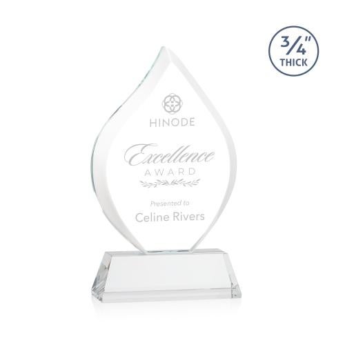 Awards and Plaques - Crystal Trophies - Cavazos on Helton Base Clear Flame Crystal Trophy