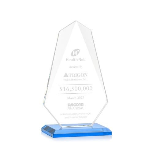 Awards and Plaques - Crystal Trophies - Byers Sky Blue Unique Crystal Trophy
