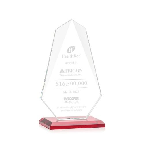 Awards and Plaques - Crystal Trophies - Byers Red Unique Crystal Trophy