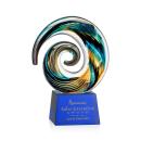 Gleason on Small Crystal Blue Circle Glass Trophy